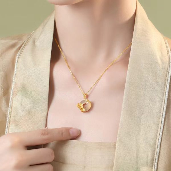 God of Flower Plum blossom White Jade Pendant - Image 4