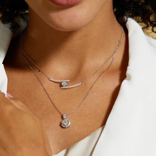 Round Cut Brilliant Moissanite Pendant Necklace - Image 4