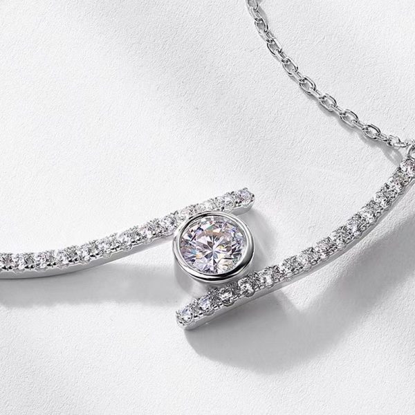 Round Cut Brilliant Moissanite Pendant Necklace - Image 3