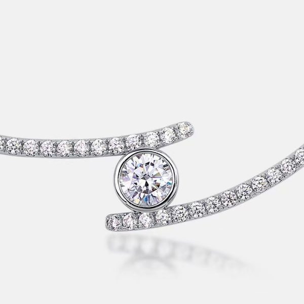 Round Cut Brilliant Moissanite Pendant Necklace - Image 2