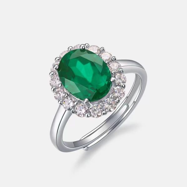 Big Lab Emerald Twig Emerald Engagement Rings with Diamonds - Image 2