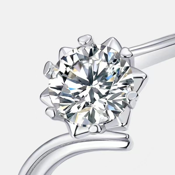 Flower Shaped Certified Moissanite Engagement Ring - Image 2