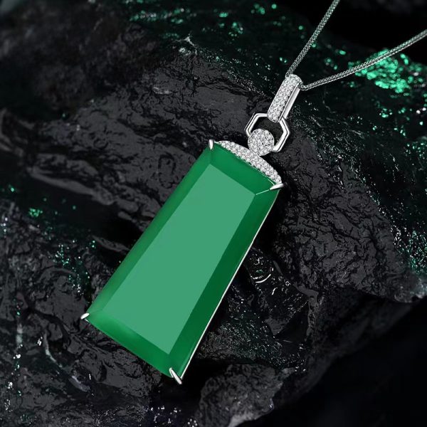 Imperial Green Jadeite Craft Jade Necklace Mens - Image 2