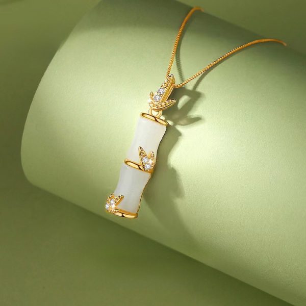 Fashion Design Bamboo Shaped Pendant Jade Necklaces - Image 3