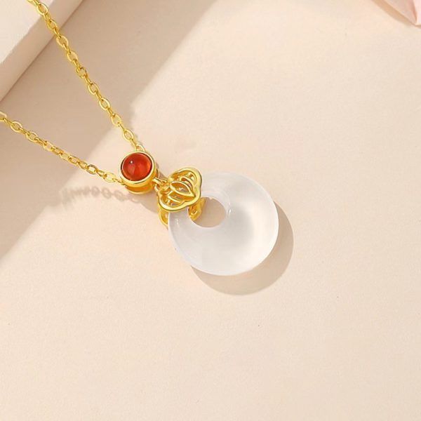 Lucky Buckle Jade 925 Silver Jade Pendant Necklace - Image 2