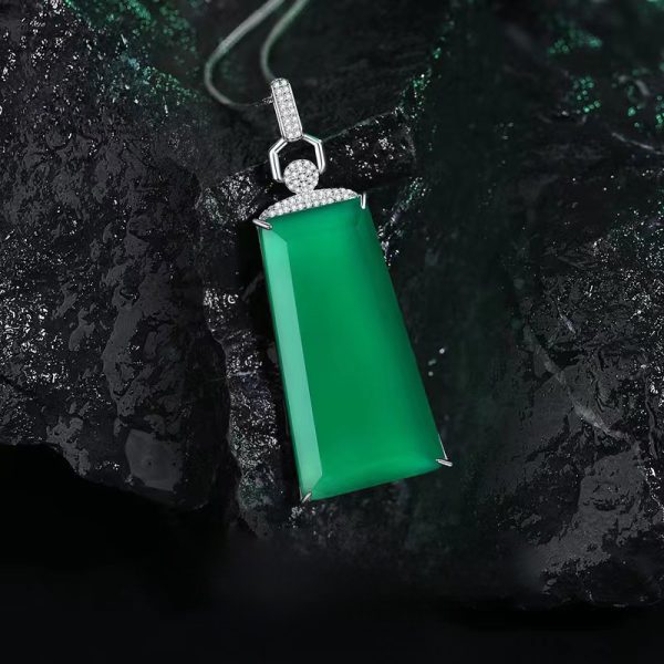 Imperial Green Jadeite Craft Jade Necklace Mens - Image 3