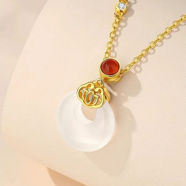 Lucky Buckle Jade 925 Silver Jade Pendant Necklace - Image 3