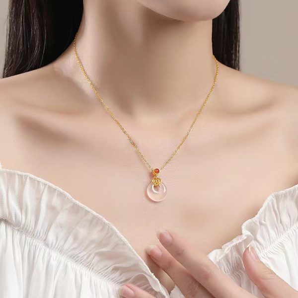 Lucky Buckle Jade 925 Silver Jade Pendant Necklace - Image 4