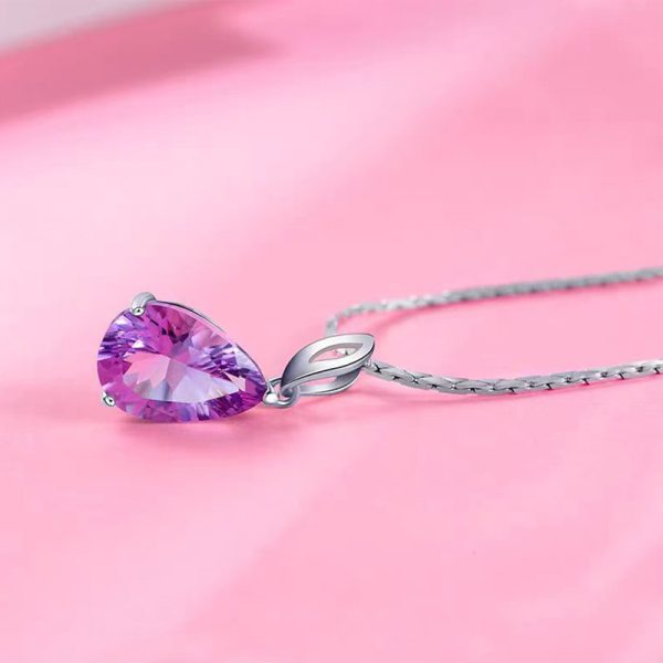 Pear Shaped Pendant Amethyst Crystal Necklace - Image 3