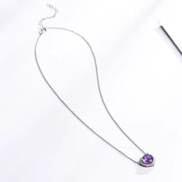 Amethyst Pendant Heart Shaped Amethyst Necklace - Image 4