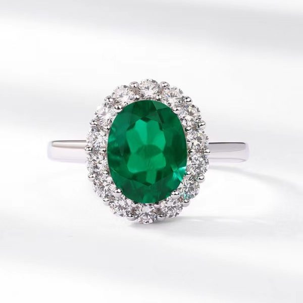 Big Lab Emerald Twig Emerald Engagement Rings with Diamonds - Image 4