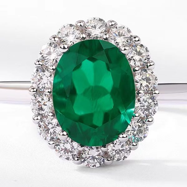 Big Lab Emerald Twig Emerald Engagement Rings with Diamonds - Image 3