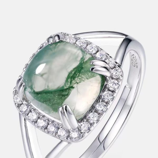 Luxury Lucky Bead Moss Agate Mens Ring - Image 3