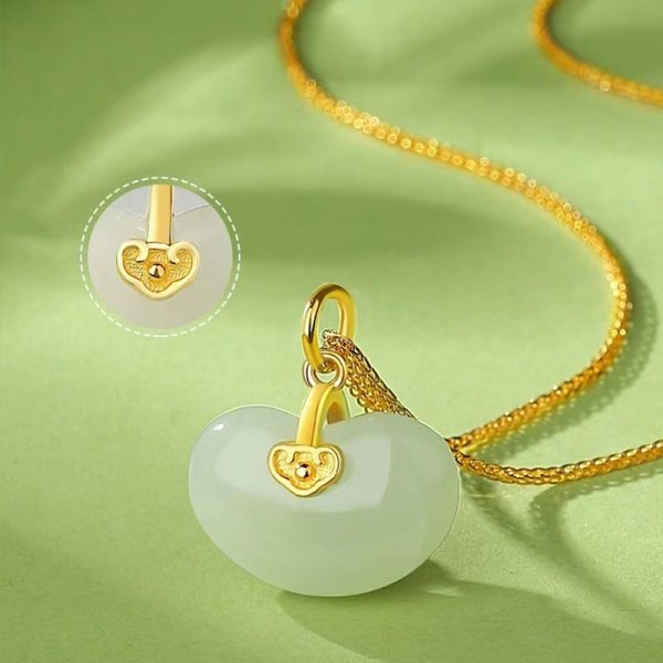 Timeless Jade Necklace Pendant Luxury Golden Accents - Image 2