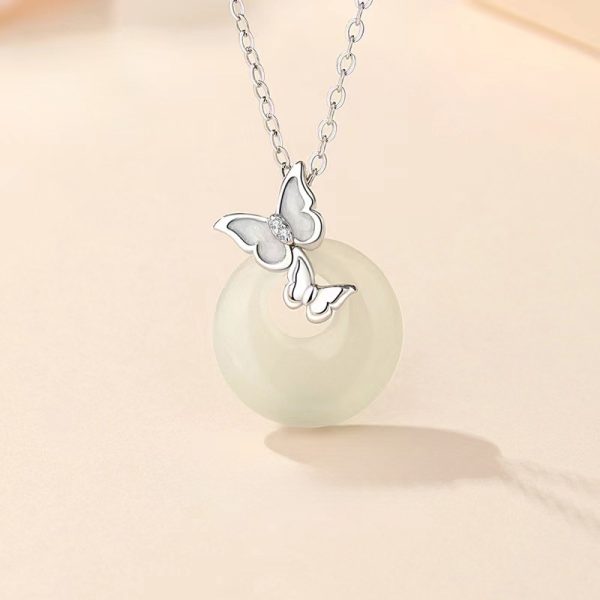 Elegant Jade Pendants Necklace with Butterfly Charm - Image 3