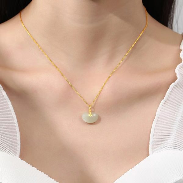 Timeless Jade Necklace Pendant Luxury Golden Accents - Image 5