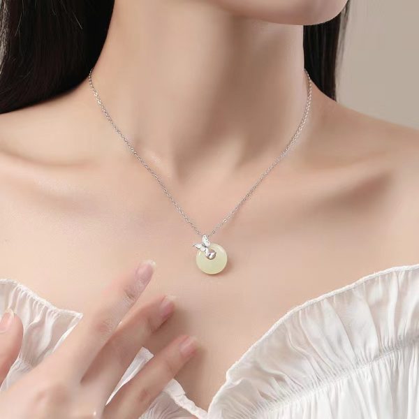 Elegant Jade Pendants Necklace with Butterfly Charm - Image 4