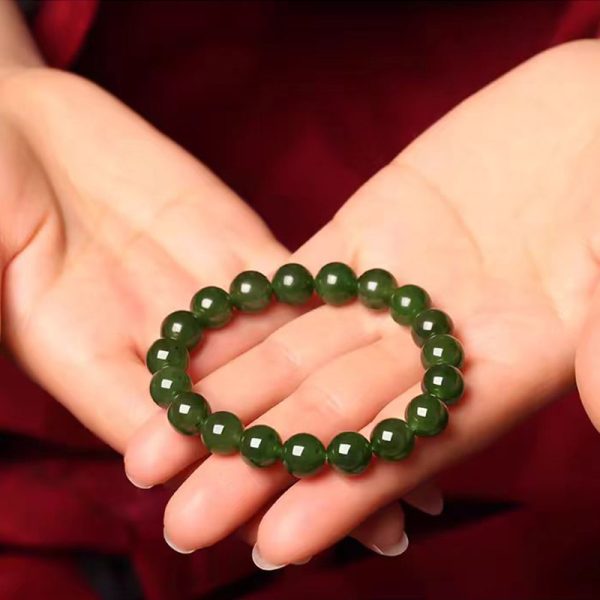 Classic Green Jade Stone Bracelet - Natural Gemstone Elegance - Image 5