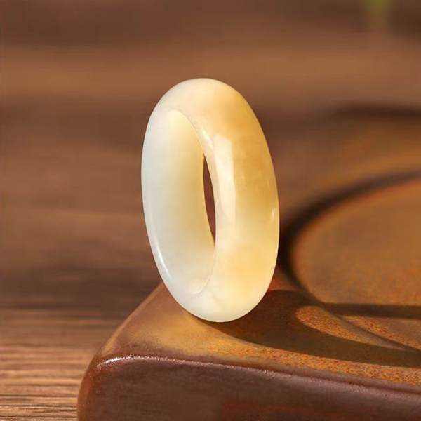 Two-Tone Real Natural Hotan Jade Ring for Women - Image 3