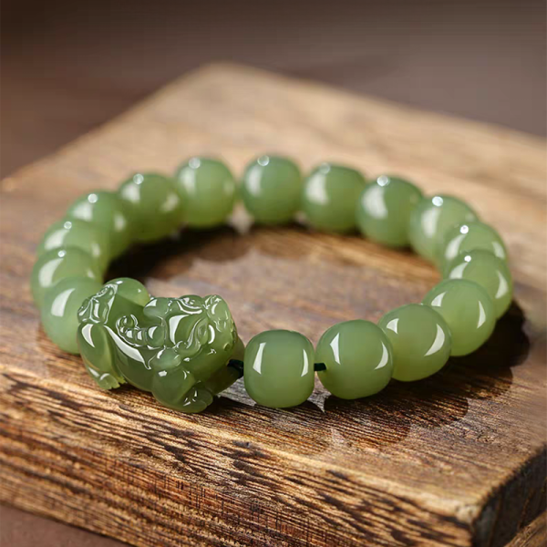 Feng Shui Wealth Attraction Pixiu Authentic Jade Bracelet - Image 2