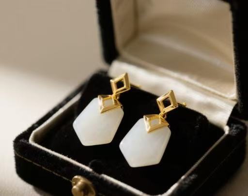 white jade earring