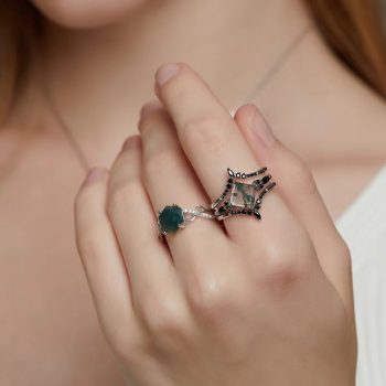 moss agate engagement ring